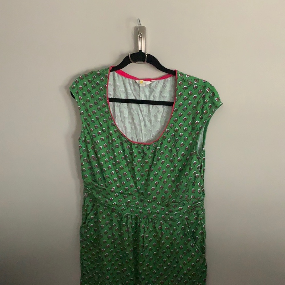 BODEN | green + pink flower dress